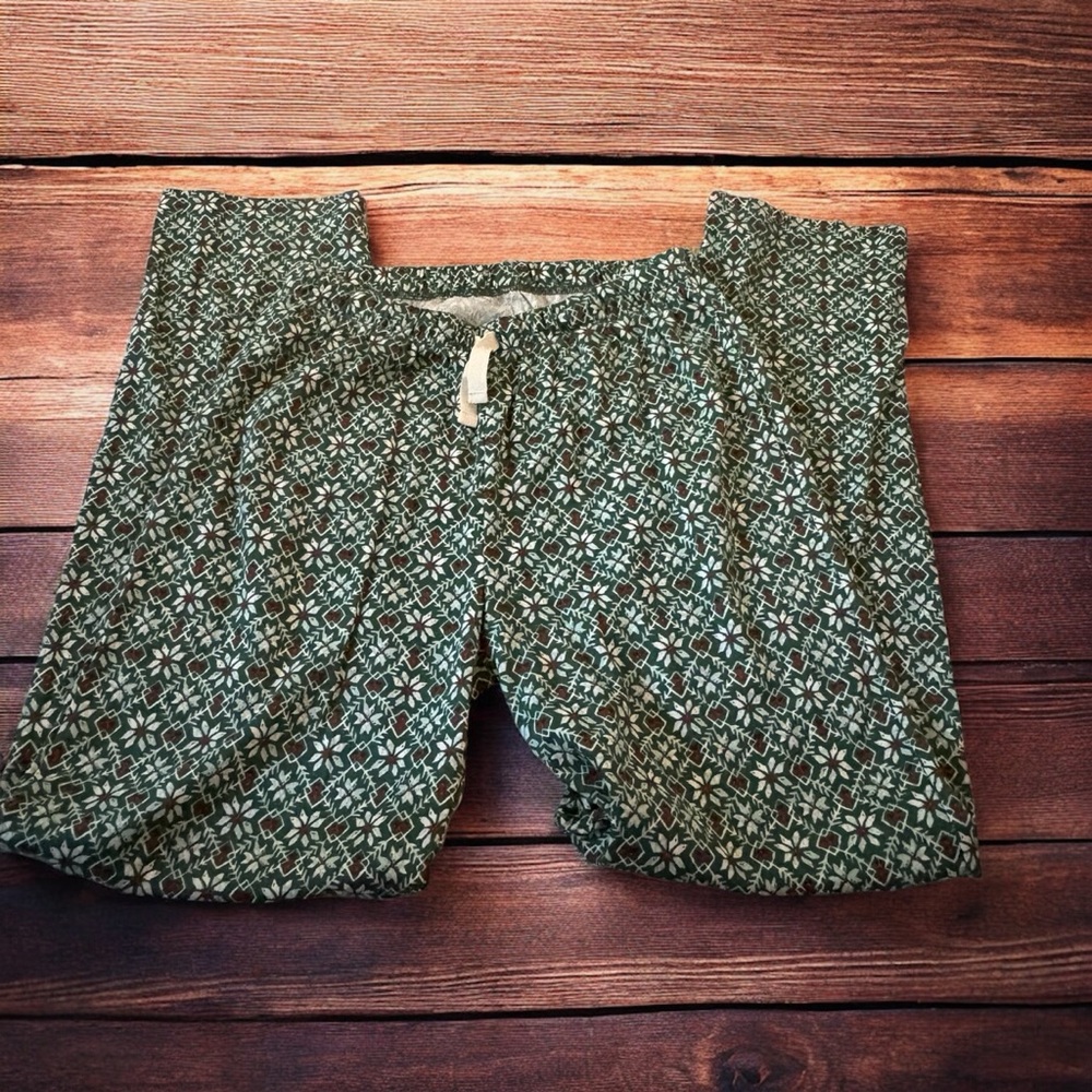Burt's Bees Baby Green and Red Patterned PJ Pants, Sz M